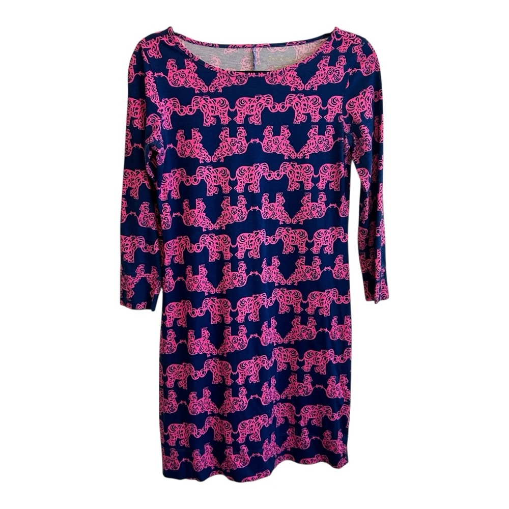 Lilly Pulitzer Pink Elephant Long Sleeved Dress Size XS
